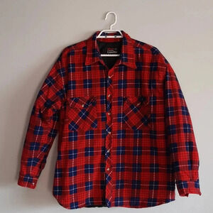 Vintage Work Centre Men's Red XL‎ Plaid Quilted Regular Fit Long Sleeve Jacket